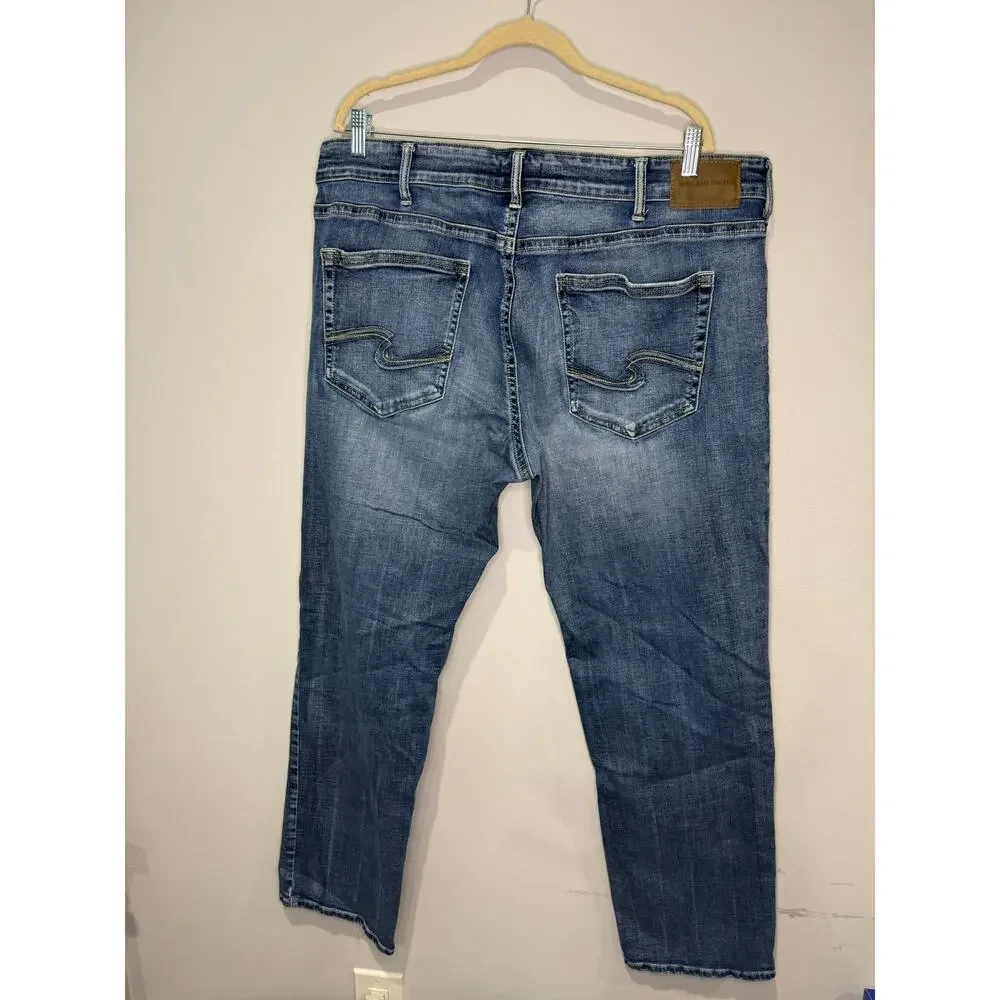Silver Jeans Co Grayson Jeans Mens 42x32 Relaxed Straight Stretch Blue Denim